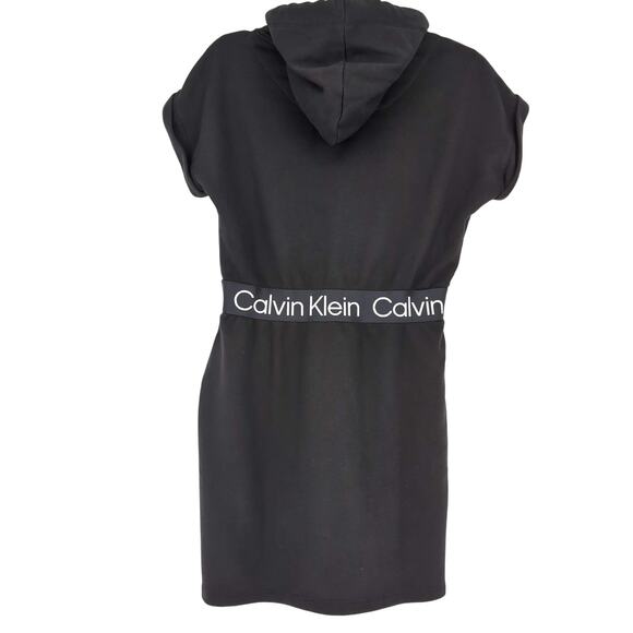 Calvin Klein Black Hoodie Short Sleeve Mini Dress with Pockets - Size M - GUC - Picture 3 of 13
